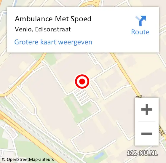 Locatie op kaart van de 112 melding: Ambulance Met Spoed Naar Venlo, Edisonstraat op 9 maart 2016 10:29