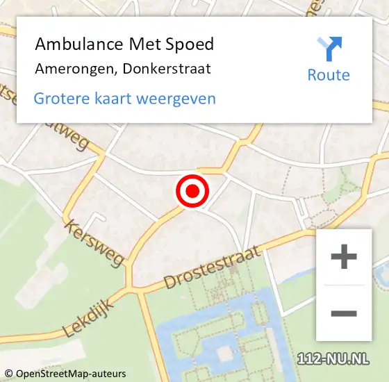 Locatie op kaart van de 112 melding: Ambulance Met Spoed Naar Amerongen, Donkerstraat op 9 maart 2016 10:35