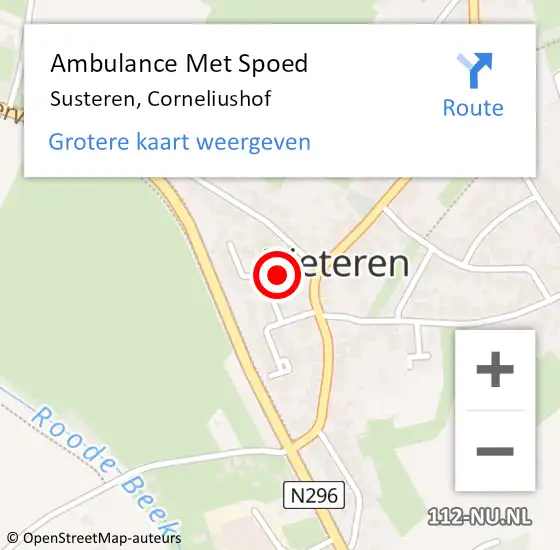 Locatie op kaart van de 112 melding: Ambulance Met Spoed Naar Susteren, Corneliushof op 9 maart 2016 10:39