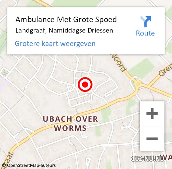 Locatie op kaart van de 112 melding: Ambulance Met Grote Spoed Naar Landgraaf, Namiddagse Driessen op 8 december 2013 10:49