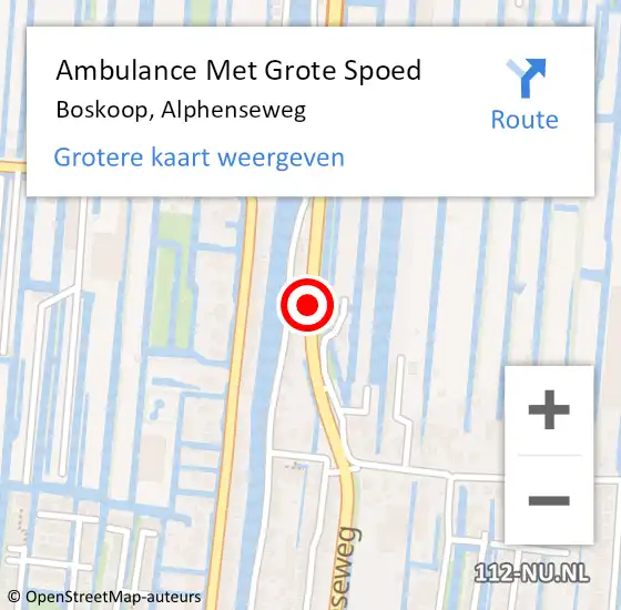 Locatie op kaart van de 112 melding: Ambulance Met Grote Spoed Naar Boskoop, Alphenseweg op 9 maart 2016 12:00