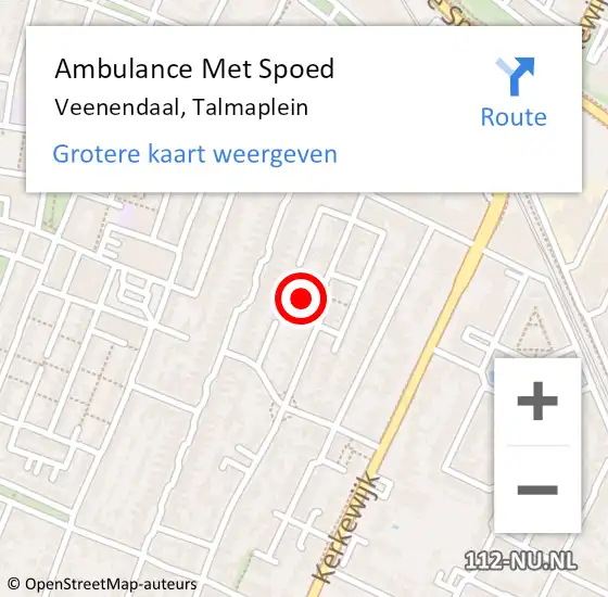 Locatie op kaart van de 112 melding: Ambulance Met Spoed Naar Veenendaal, Talmaplein op 9 maart 2016 12:48