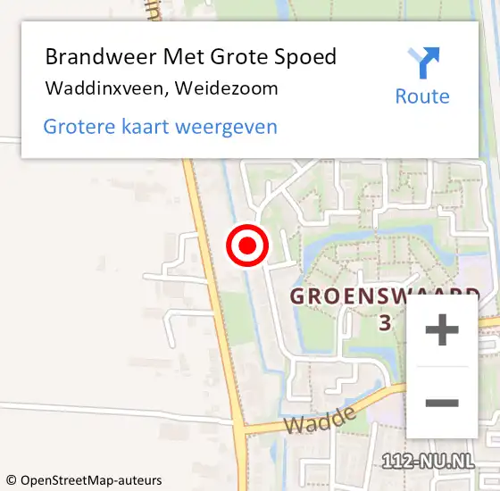 Locatie op kaart van de 112 melding: Brandweer Met Grote Spoed Naar Waddinxveen, Weidezoom op 9 maart 2016 13:24