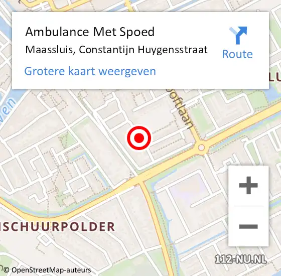 Locatie op kaart van de 112 melding: Ambulance Met Spoed Naar Maassluis, Constantijn Huygensstraat op 9 maart 2016 13:42