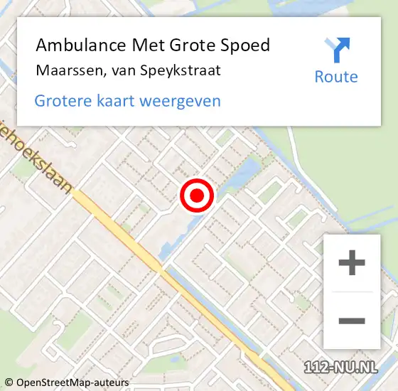 Locatie op kaart van de 112 melding: Ambulance Met Grote Spoed Naar Maarssen, van Speykstraat op 9 maart 2016 15:32