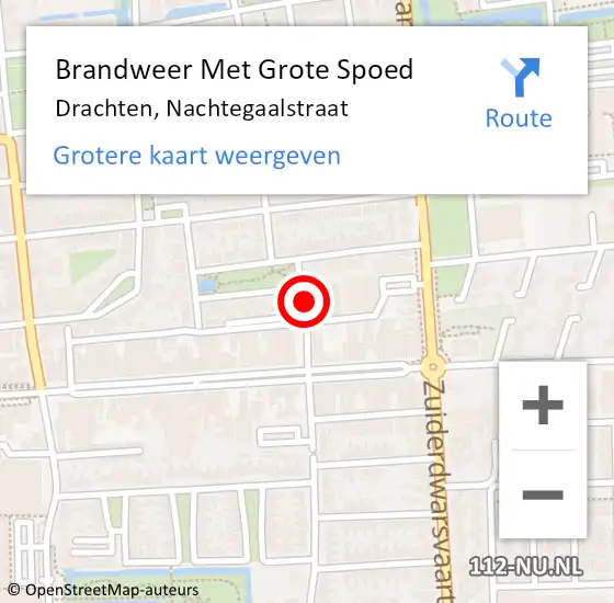 Locatie op kaart van de 112 melding: Brandweer Met Grote Spoed Naar Drachten, Nachtegaalstraat op 9 maart 2016 16:00