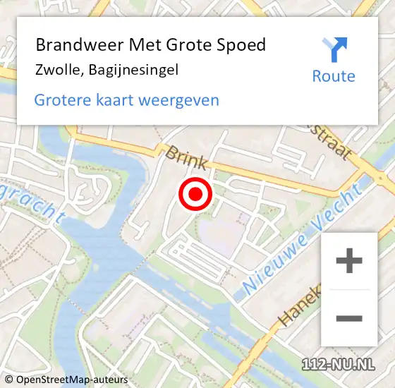 Locatie op kaart van de 112 melding: Brandweer Met Grote Spoed Naar Zwolle, Bagijnesingel op 9 maart 2016 16:10