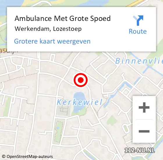 Locatie op kaart van de 112 melding: Ambulance Met Grote Spoed Naar Werkendam, Lozestoep op 9 maart 2016 16:22