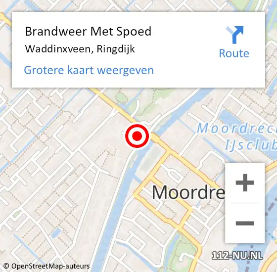 Locatie op kaart van de 112 melding: Brandweer Met Spoed Naar Waddinxveen, Ringdijk op 9 maart 2016 16:32