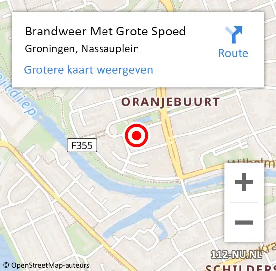 Locatie op kaart van de 112 melding: Brandweer Met Grote Spoed Naar Groningen, Nassauplein op 9 maart 2016 17:11