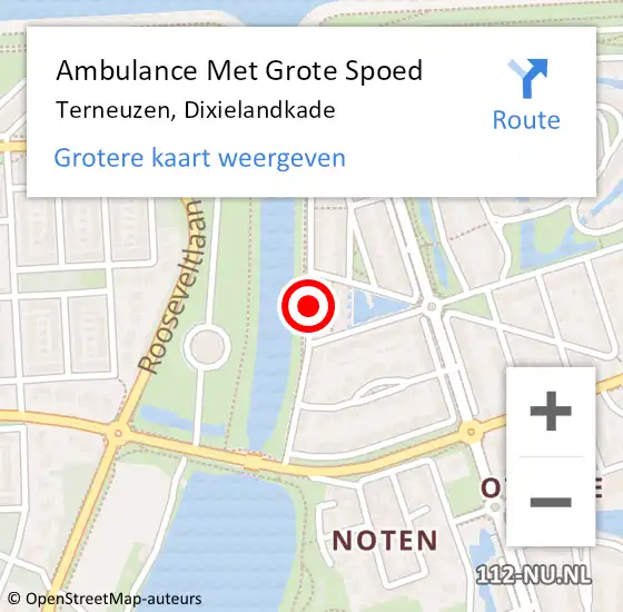 Locatie op kaart van de 112 melding: Ambulance Met Grote Spoed Naar Terneuzen, Dixielandkade op 15 september 2013 11:43