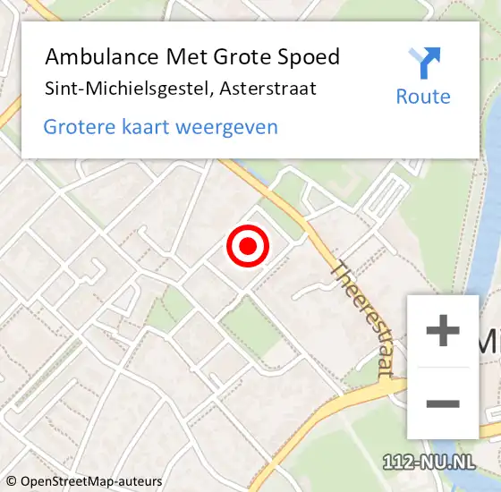 Locatie op kaart van de 112 melding: Ambulance Met Grote Spoed Naar Sint-Michielsgestel, Asterstraat op 9 maart 2016 19:24