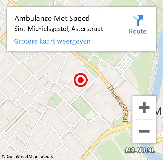 Locatie op kaart van de 112 melding: Ambulance Met Spoed Naar Sint-Michielsgestel, Asterstraat op 9 maart 2016 19:39