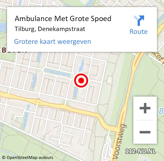 Locatie op kaart van de 112 melding: Ambulance Met Grote Spoed Naar Tilburg, Denekampstraat op 15 september 2013 11:44