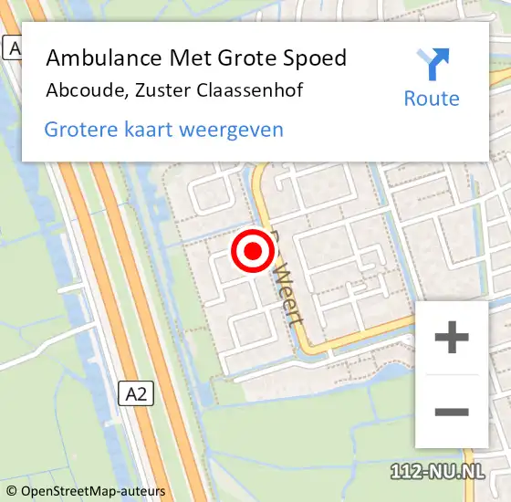 Locatie op kaart van de 112 melding: Ambulance Met Grote Spoed Naar Abcoude, Zuster Claassenhof op 9 maart 2016 20:11