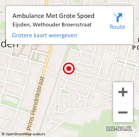 Locatie op kaart van de 112 melding: Ambulance Met Grote Spoed Naar Eijsden, Wethouder Broersstraat op 8 december 2013 12:00