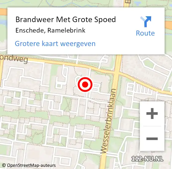 Locatie op kaart van de 112 melding: Brandweer Met Grote Spoed Naar Enschede, Ramelebrink op 9 maart 2016 23:00