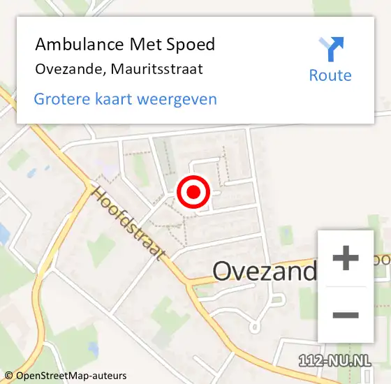 Locatie op kaart van de 112 melding: Ambulance Met Spoed Naar Ovezande, Mauritsstraat op 9 maart 2016 23:51