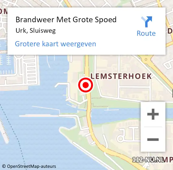 Locatie op kaart van de 112 melding: Brandweer Met Grote Spoed Naar Urk, Sluisweg op 10 maart 2016 00:34