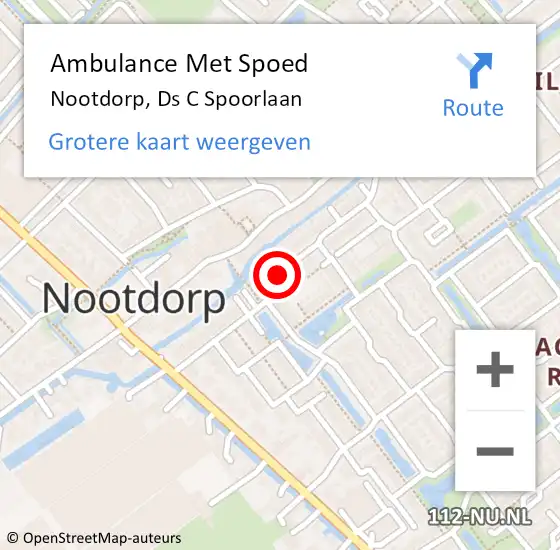 Locatie op kaart van de 112 melding: Ambulance Met Spoed Naar Nootdorp, Ds C Spoorlaan op 10 maart 2016 01:36