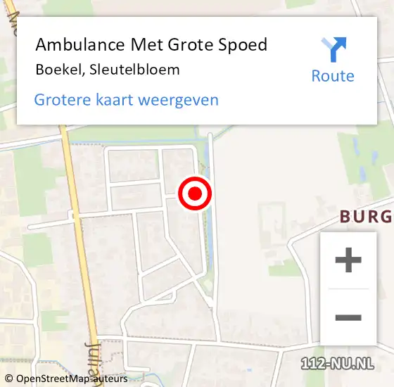 Locatie op kaart van de 112 melding: Ambulance Met Grote Spoed Naar Boekel, Sleutelbloem op 10 maart 2016 01:59