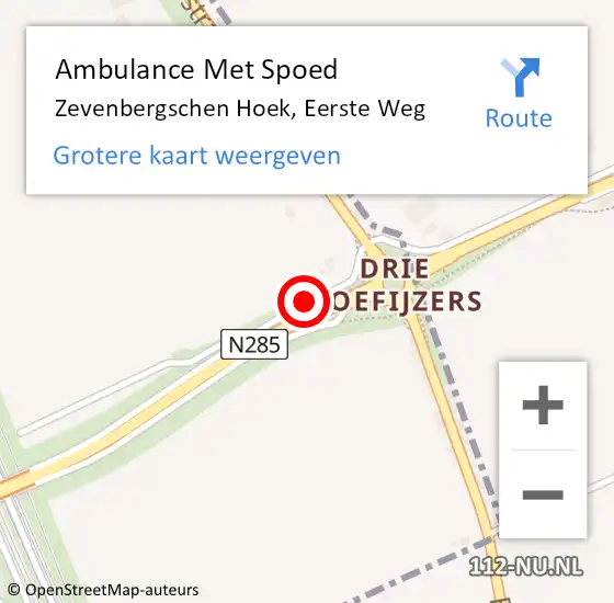 Locatie op kaart van de 112 melding: Ambulance Met Spoed Naar Zevenbergschen Hoek, Eerste Weg op 10 maart 2016 06:22