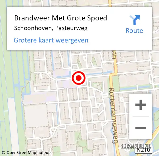 Locatie op kaart van de 112 melding: Brandweer Met Grote Spoed Naar Schoonhoven, Pasteurweg op 10 maart 2016 06:29