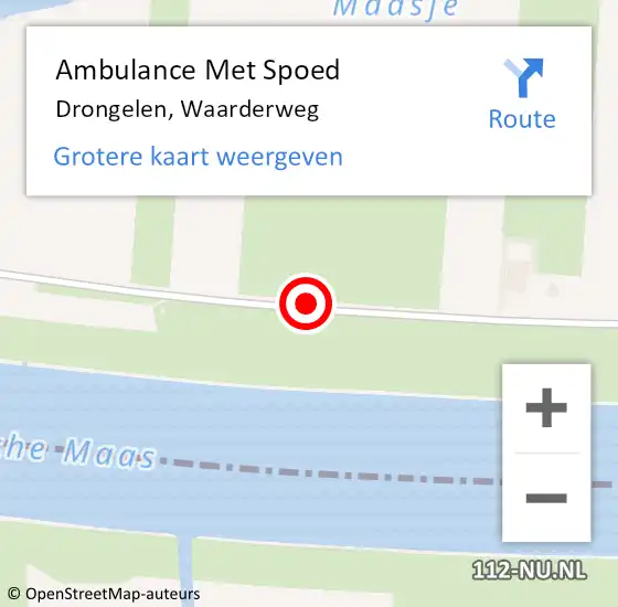 Locatie op kaart van de 112 melding: Ambulance Met Spoed Naar Drongelen, Waarderweg op 10 maart 2016 07:38