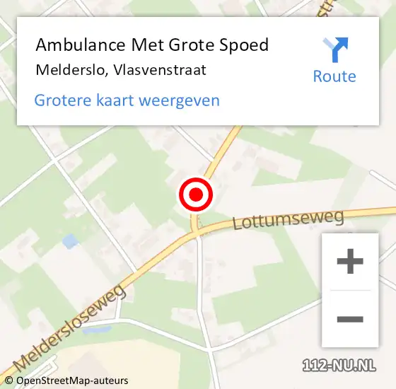 Locatie op kaart van de 112 melding: Ambulance Met Grote Spoed Naar Melderslo, Vlasvenstraat op 15 september 2013 11:49