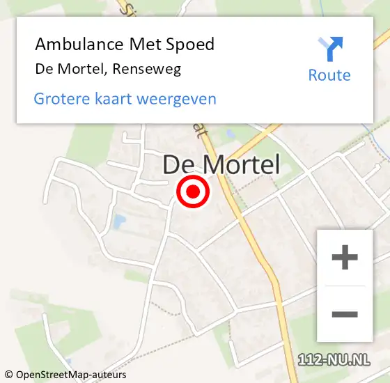 Locatie op kaart van de 112 melding: Ambulance Met Spoed Naar De Mortel, Renseweg op 10 maart 2016 08:31