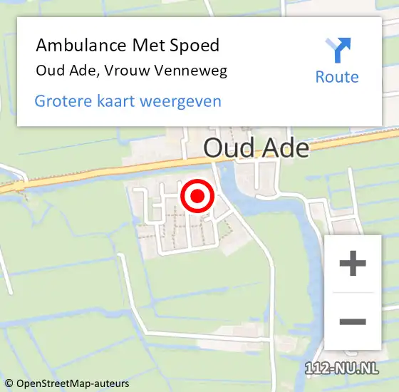 Locatie op kaart van de 112 melding: Ambulance Met Spoed Naar Oud Ade, Vrouw Venneweg op 8 december 2013 12:31