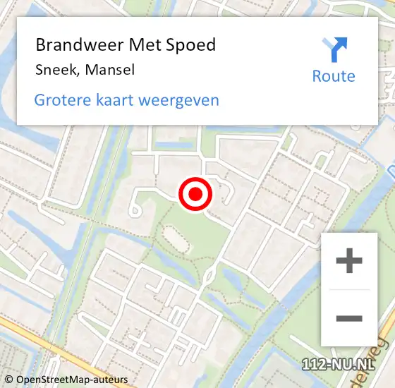 Locatie op kaart van de 112 melding: Brandweer Met Spoed Naar Sneek, Mansel op 10 maart 2016 10:01