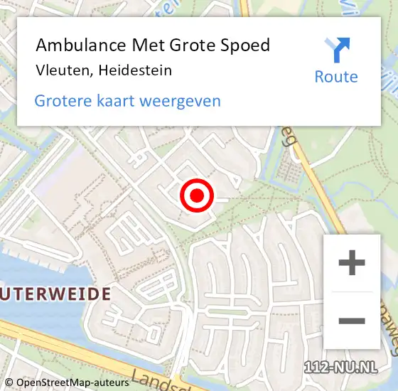 Locatie op kaart van de 112 melding: Ambulance Met Grote Spoed Naar Vleuten, Heidestein op 10 maart 2016 10:20