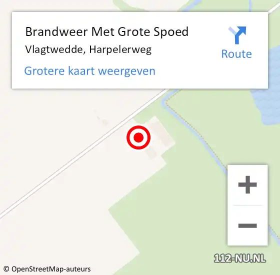 Locatie op kaart van de 112 melding: Brandweer Met Grote Spoed Naar Vlagtwedde, Harpelerweg op 10 maart 2016 11:30