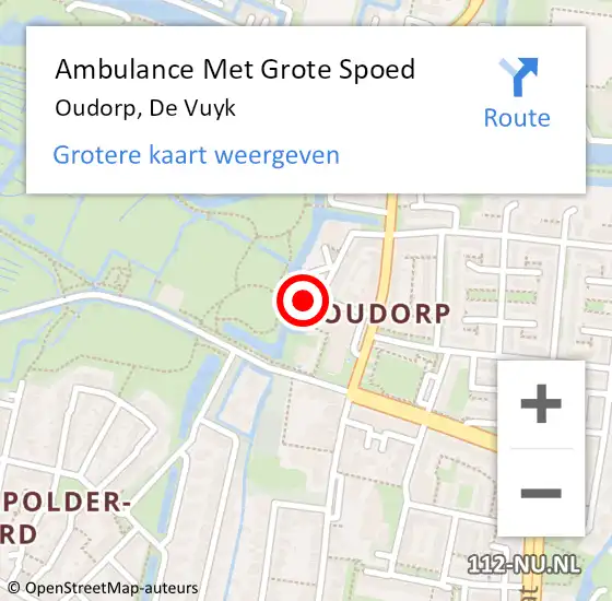 Locatie op kaart van de 112 melding: Ambulance Met Grote Spoed Naar Oudorp, De Vuyk op 10 maart 2016 11:59