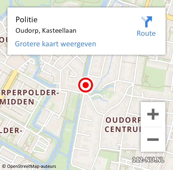 Locatie op kaart van de 112 melding: Politie Oudorp, Kasteellaan op 10 maart 2016 13:26
