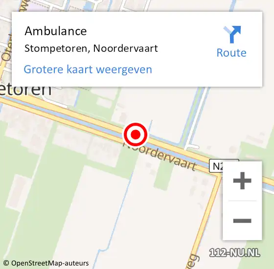 Locatie op kaart van de 112 melding: Ambulance Stompetoren, Noordervaart op 8 december 2013 13:16