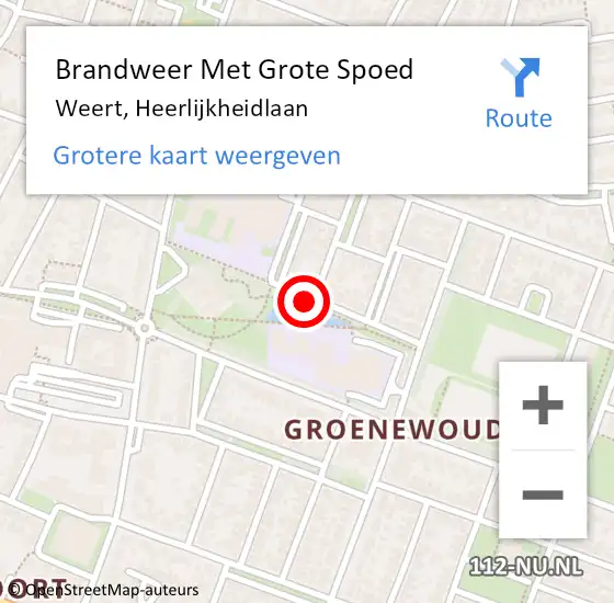 Locatie op kaart van de 112 melding: Brandweer Met Grote Spoed Naar Weert, Heerlijkheidlaan op 10 maart 2016 16:43