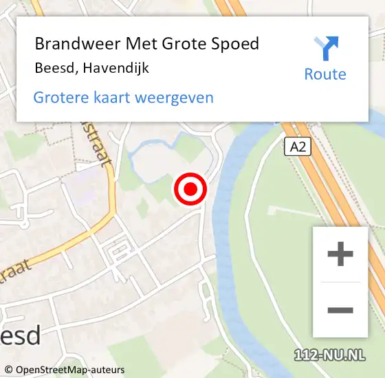 Locatie op kaart van de 112 melding: Brandweer Met Grote Spoed Naar Beesd, Havendijk op 10 maart 2016 17:51