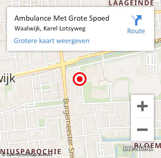 Locatie op kaart van de 112 melding: Ambulance Met Grote Spoed Naar Waalwijk, Karel Lotsyweg op 10 maart 2016 18:45