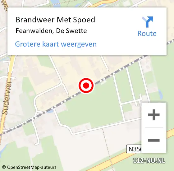 Locatie op kaart van de 112 melding: Brandweer Met Spoed Naar Feanwalden, De Swette op 10 maart 2016 18:46