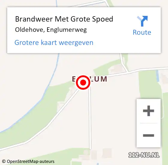 Locatie op kaart van de 112 melding: Brandweer Met Grote Spoed Naar Oldehove, Englumerweg op 10 maart 2016 19:09