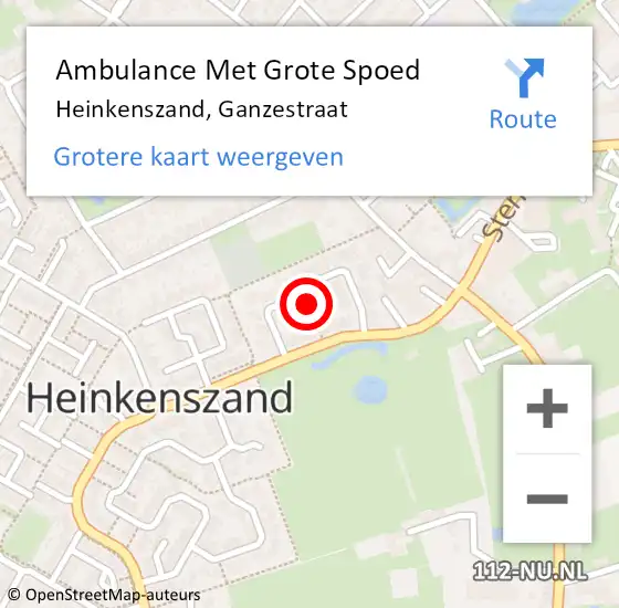 Locatie op kaart van de 112 melding: Ambulance Met Grote Spoed Naar Heinkenszand, Ganzestraat op 10 maart 2016 19:14