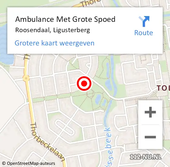 Locatie op kaart van de 112 melding: Ambulance Met Grote Spoed Naar Roosendaal, Ligusterberg op 10 maart 2016 19:48