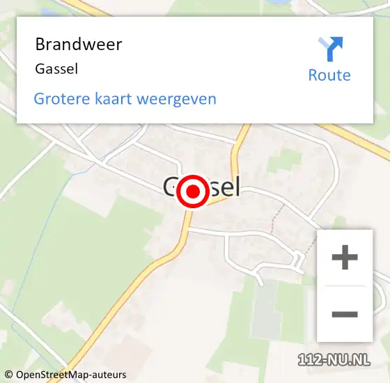 Locatie op kaart van de 112 melding: Brandweer Gassel op 8 december 2013 13:49