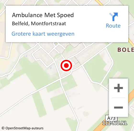 Locatie op kaart van de 112 melding: Ambulance Met Spoed Naar Belfeld, Montfortstraat op 10 maart 2016 20:42