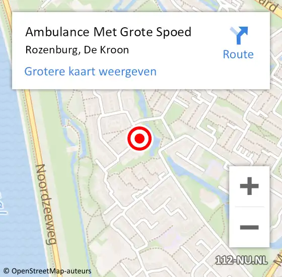 Locatie op kaart van de 112 melding: Ambulance Met Grote Spoed Naar Rozenburg, De Kroon op 10 maart 2016 22:25