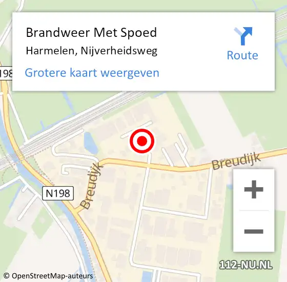 Locatie op kaart van de 112 melding: Brandweer Met Spoed Naar Harmelen, Nijverheidsweg op 10 maart 2016 22:58