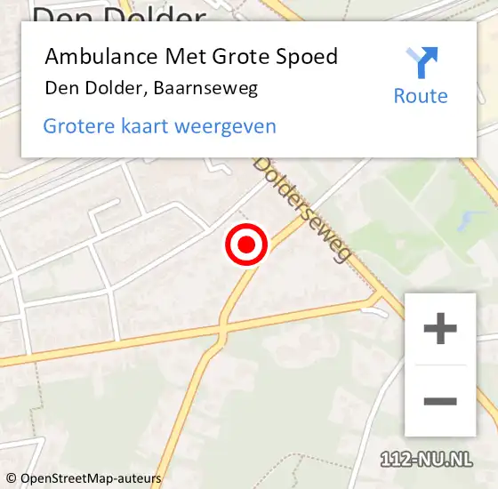 Locatie op kaart van de 112 melding: Ambulance Met Grote Spoed Naar Den Dolder, Baarnseweg op 11 maart 2016 00:46