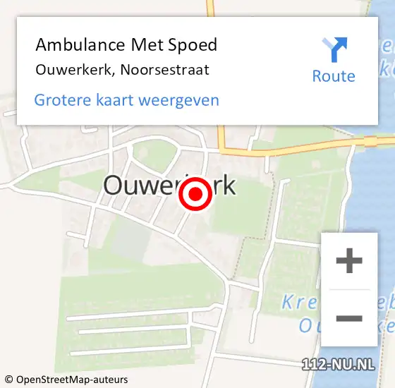 Locatie op kaart van de 112 melding: Ambulance Met Spoed Naar Ouwerkerk, Noorsestraat op 11 maart 2016 01:29